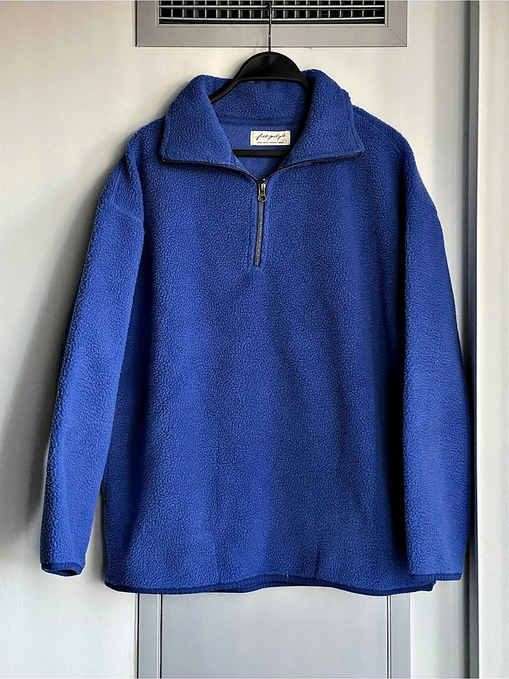 NWT FREE PEOPLE ($140) Blue Laser Half-Zip Fleece Pullover